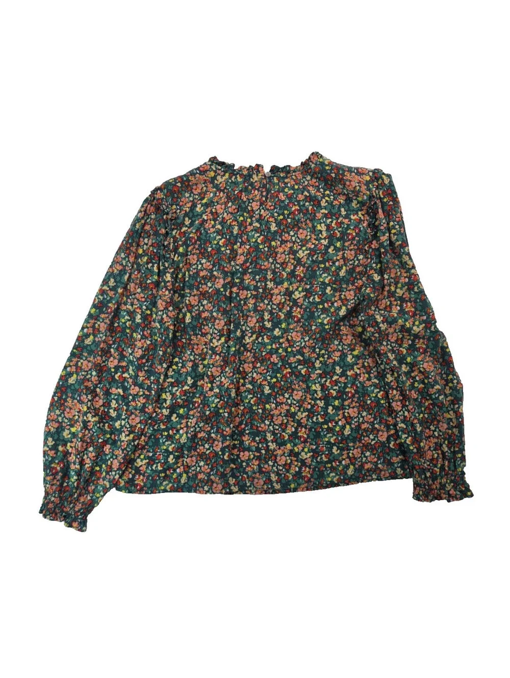 J Crew Floral Smockeed Ruffleneck Top Blouse Womens Size Medium M